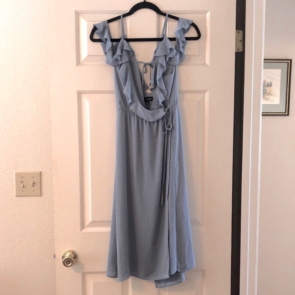 TopShop Cold Shoulder Wrap Midi Dress